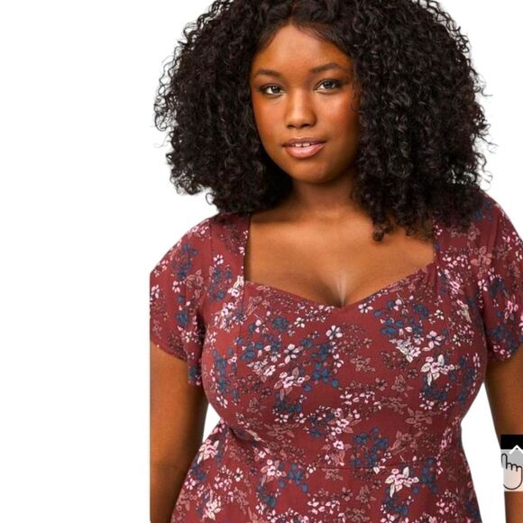 TORRID NEW Plus Size Challis Sweetheart Neck Short Sleeve Peplum Top 3X - Picture 10 of 16